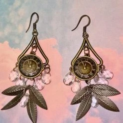 Hurly-Burly Steampunk Feathered Clock Earrings (I) Jewellery