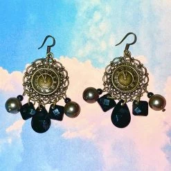Hurly-Burly Steampunk Filigree Clock Earrings (H)