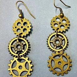 8Seasons Findings Jewellery Gold Steampunk Cog Earrings (E)