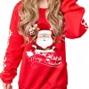 Hurly-Burly Red Christmas Santa Claus Sweater Outerwear