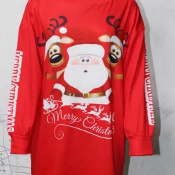 Hurly-Burly Red Christmas Santa Claus Sweater Outerwear