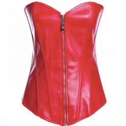 AnneCart Corsets Red Leather Look Overbust Corset
