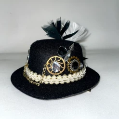 Craft Mini Steampunk Hat With White Lace & Clock (F)