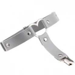 AnneCart Gray PU Leather Heart Garter Belts & Harnesses