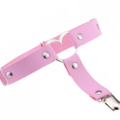 AnneCart Baby Pink PU Leather Heart Garter