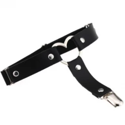 AnneCart Belts & Harnesses Black PU Leather Heart Garter