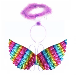Hurly-Burly Rainbow Mini Wings With Purple Halo Fairytale & Mystical