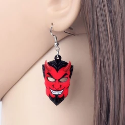 Weveni Red Devil Dangle Earrings