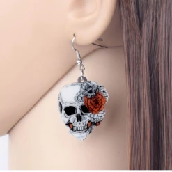 Weveni Jewellery Floral Skull Earrings