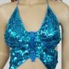 Best Dance Sky Blue Sequin Butterfly Halter Top Women's