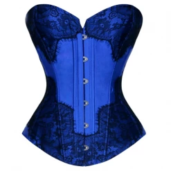 Malltop Blue Satin And Lace Corset Corsets