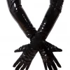 Malltop Extra Small Long Black Wet Look Gloves