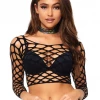Leg Avenue Black Net Cropped Top Festival Wear
