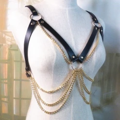 AnneCart Belts & Harnesses Chest Harness With Gold Chain