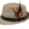 DHGate Tan Trilby Hat With Feather