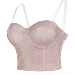 Malltop Metallic Rose Gold Pink Glitter Bralette