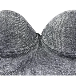 Malltop Metallic Silver Glitter Bralette Women's