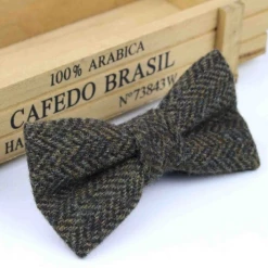 Hurly-Burly Deluxe Brown Herringbone Bowtie Neck Ties