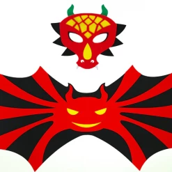 Hurly-Burly Kid's Dragon Wings And Mask - Red