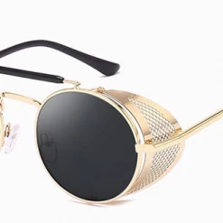 Hanton King Gold And Black Retro Round Glasses