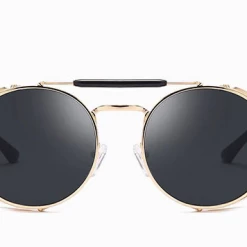 Hanton King Gold And Black Retro Round Glasses