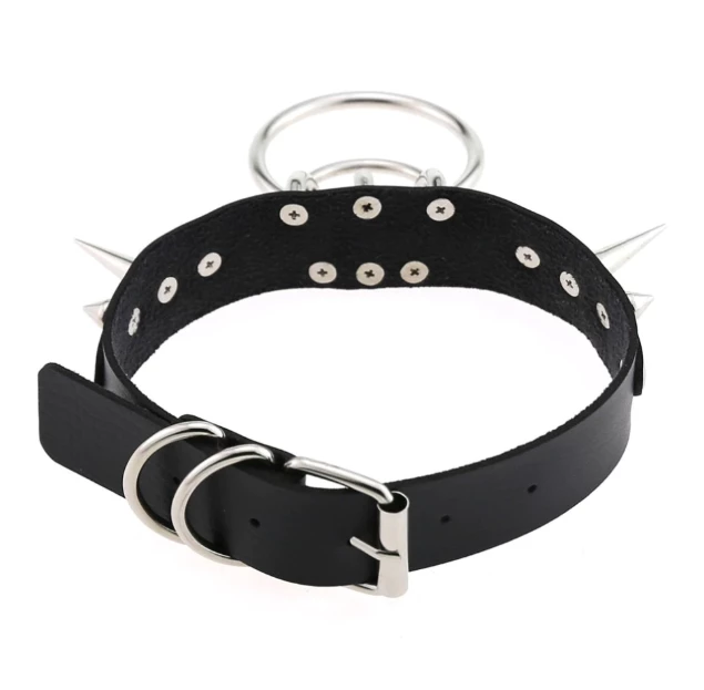 DHGate Black Goth Spiked Choker With Ring 5 DHGate Black Goth Spiked Choker With Ring