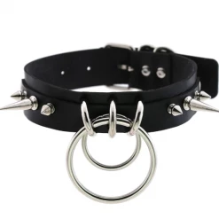 DHGate Black Goth Spiked Choker With Ring