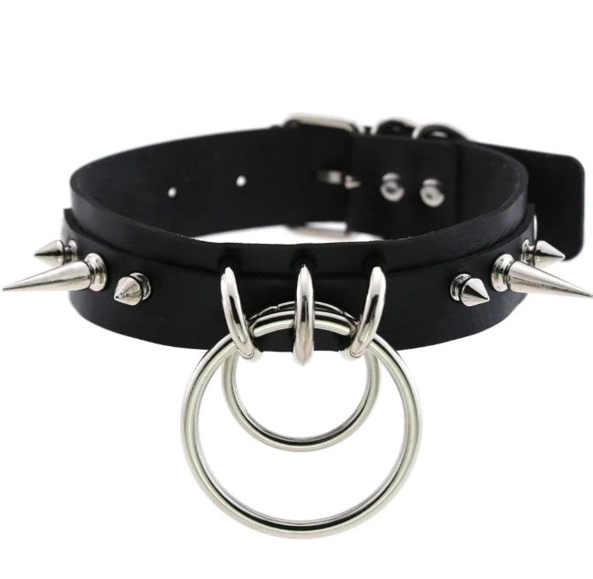 DHGate Black Goth Spiked Choker With Ring 3 DHGate Black Goth Spiked Choker With Ring