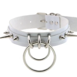 DHGate Chokers White Goth Spiked Choker With Ring