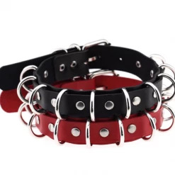 AnneCart Chokers Red And Silver Ring Collar