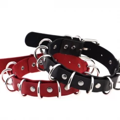 AnneCart Chokers Red And Silver Ring Collar
