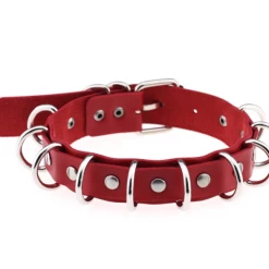 AnneCart Chokers Red And Silver Ring Collar