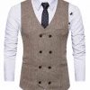 AnneCart Brown Tweed Double-Breasted Men's Vest