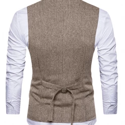 AnneCart Brown Tweed Double-Breasted Men's Vest