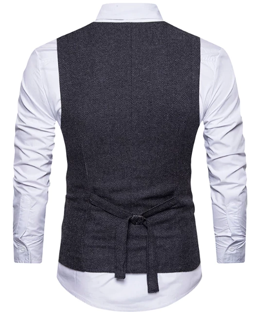 AnneCart Jackets & Vests Dark Grey Tweed Double-Breasted Men's Vest 4 AnneCart Jackets & Vests Dark Grey Tweed Double-Breasted Men's Vest