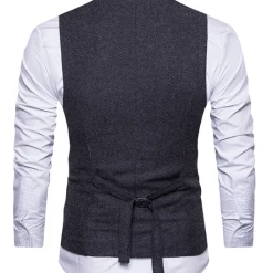 AnneCart Jackets & Vests Dark Grey Tweed Double-Breasted Men's Vest 11 AnneCart Jackets & Vests Dark Grey Tweed Double-Breasted Men's Vest