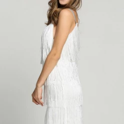 Hurly-Burly WHITE FRINGED 1920'S FLAPPER DRESS