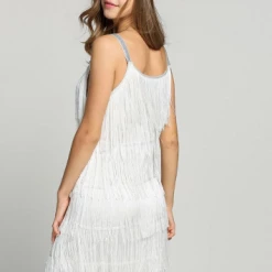 Hurly-Burly WHITE FRINGED 1920'S FLAPPER DRESS