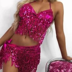 Best Dance Hot Pink Sequin Wrap Around Skirts