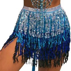 Best Dance Blue, Black And Silver Sequin Wrap Around Skirt