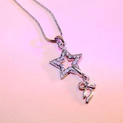 Hurly-Burly (j) Silver Star Diamante Necklace