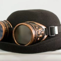 Malltop Brushed Silver Steampunk Goggles