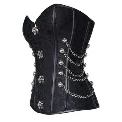 Annecart Steel Boned Black Steampunk Chain Corset