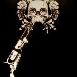 Hurly-Burly (D) T-Shirts Mens Gun And Skull Monster Screen Factor T-shirt