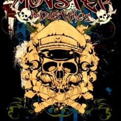 Hurly-Burly T-Shirts Mens Military Skull Monster Screen Factor T-shirt