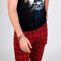 Hurly-Burly Pants & Shorts Skinny Leg Tartan Pants