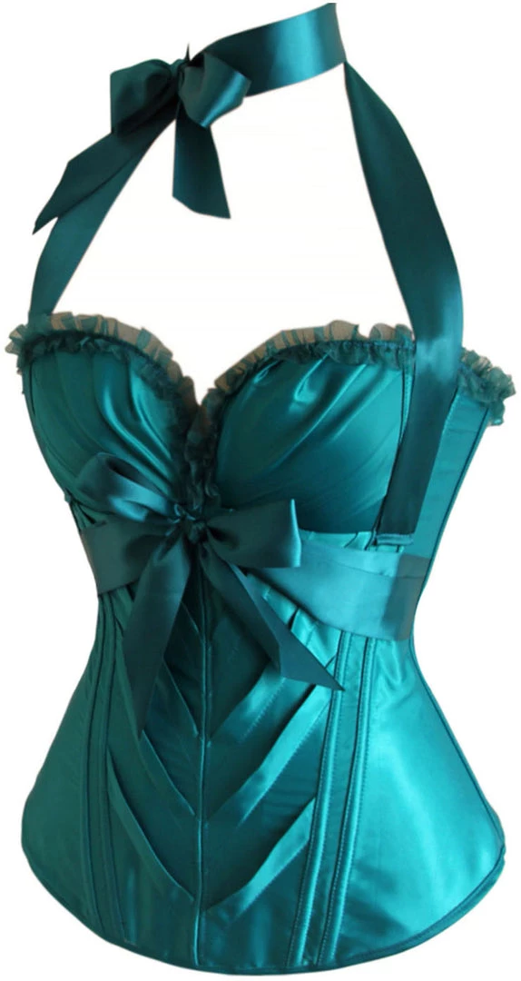Malltop Corsets Teal Sweetheart Halter-Neck Corset 4 Malltop Corsets Teal Sweetheart Halter-Neck Corset