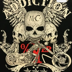 Hurly-Burly (D) Addiction: Skulls, Wings And Bikes Men's T-Shirt T-Shirts