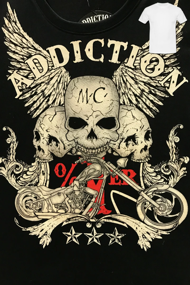 Hurly-Burly (D) Addiction: Skulls, Wings And Bikes Men's T-Shirt T-Shirts 3 Hurly-Burly (D) Addiction: Skulls, Wings And Bikes Men's T-Shirt T-Shirts