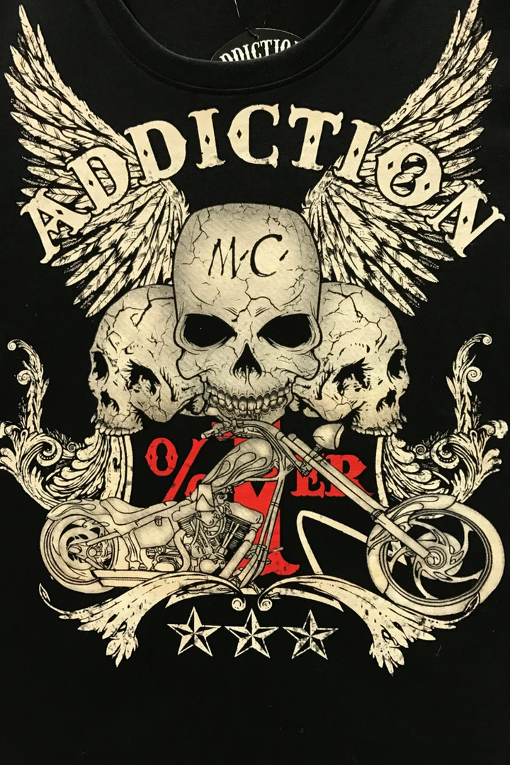 Hurly-Burly (D) Addiction: Skulls, Wings And Bikes Men's T-Shirt T-Shirts 4 Hurly-Burly (D) Addiction: Skulls, Wings And Bikes Men's T-Shirt T-Shirts
